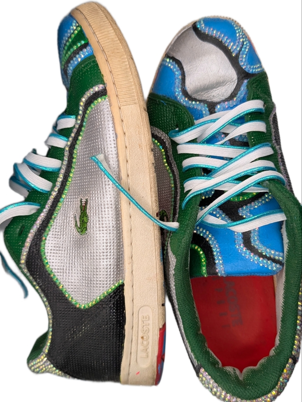 RARE OOAK Custom Lacoste Carnaby ET Crystal Sneakers - Y2K Archive - Men 9
